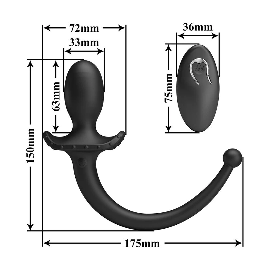 MR PLAY - VIBRADOR ANAL E PERÍNEO COM CONTROLE REMOTO SEM FIO, PRETO